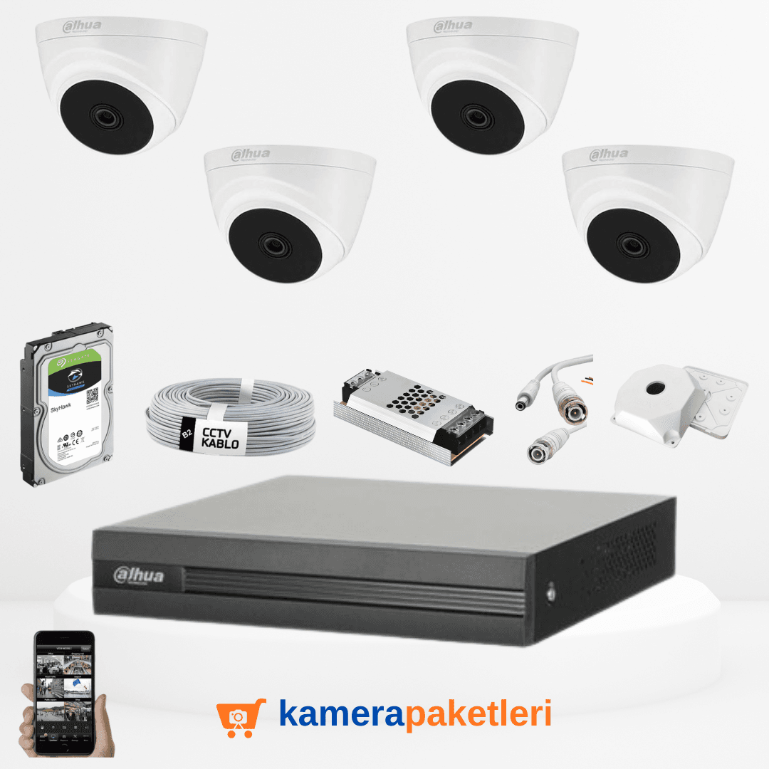 4 Kameralı Güvenlik Kamerası Sistemi – Montaj Dahil