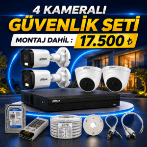 Dahua AHD 4 Kameralı Güvenlik Kamerası Seti Montaj Dahil 17.500 ₺